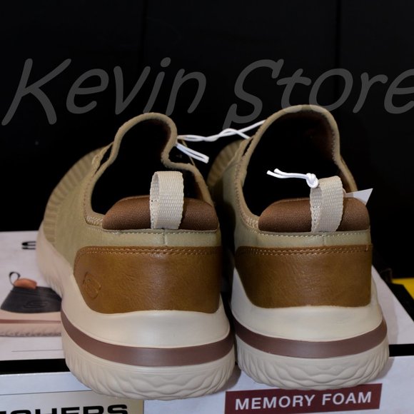 Skechers Men's Delson Slip On Sneaker Taupe - Picture 3 of 7
